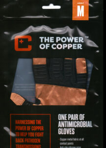 M-front of package of copper glove