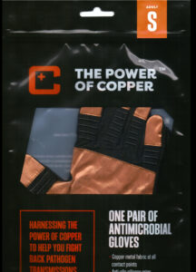 s-front of package of copper glove